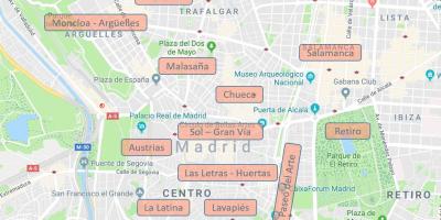 Mapa Madridu Španiji naseljima