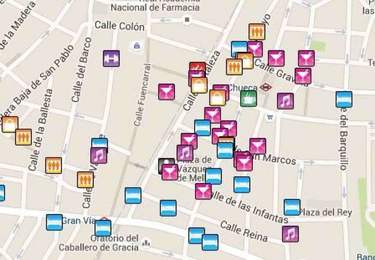 gej zona Madridu mapu