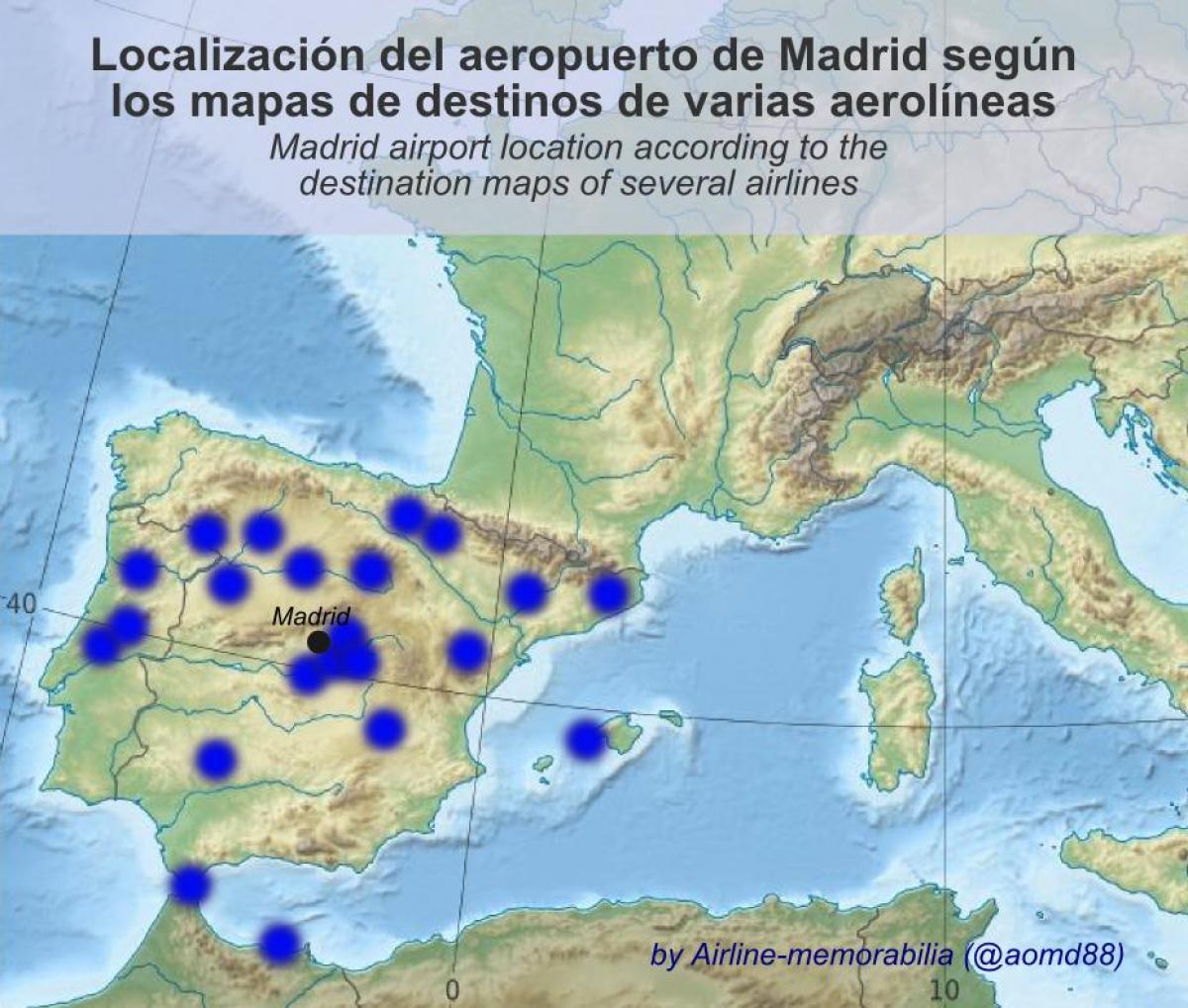 mapa Madridu aerodrom destinacija