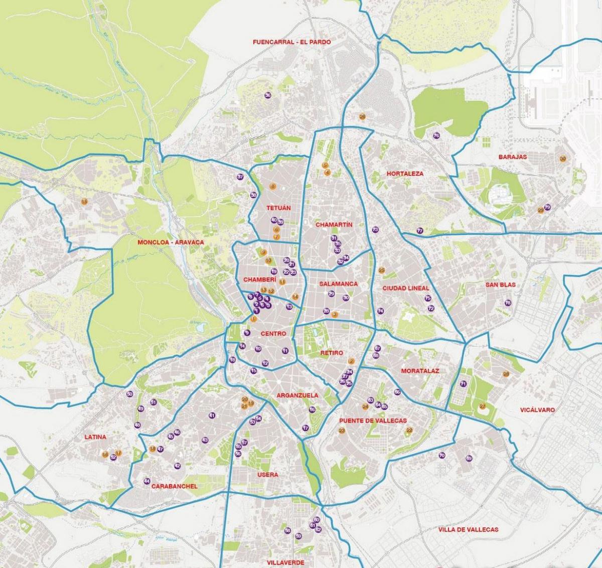 mapa Madridu barrios