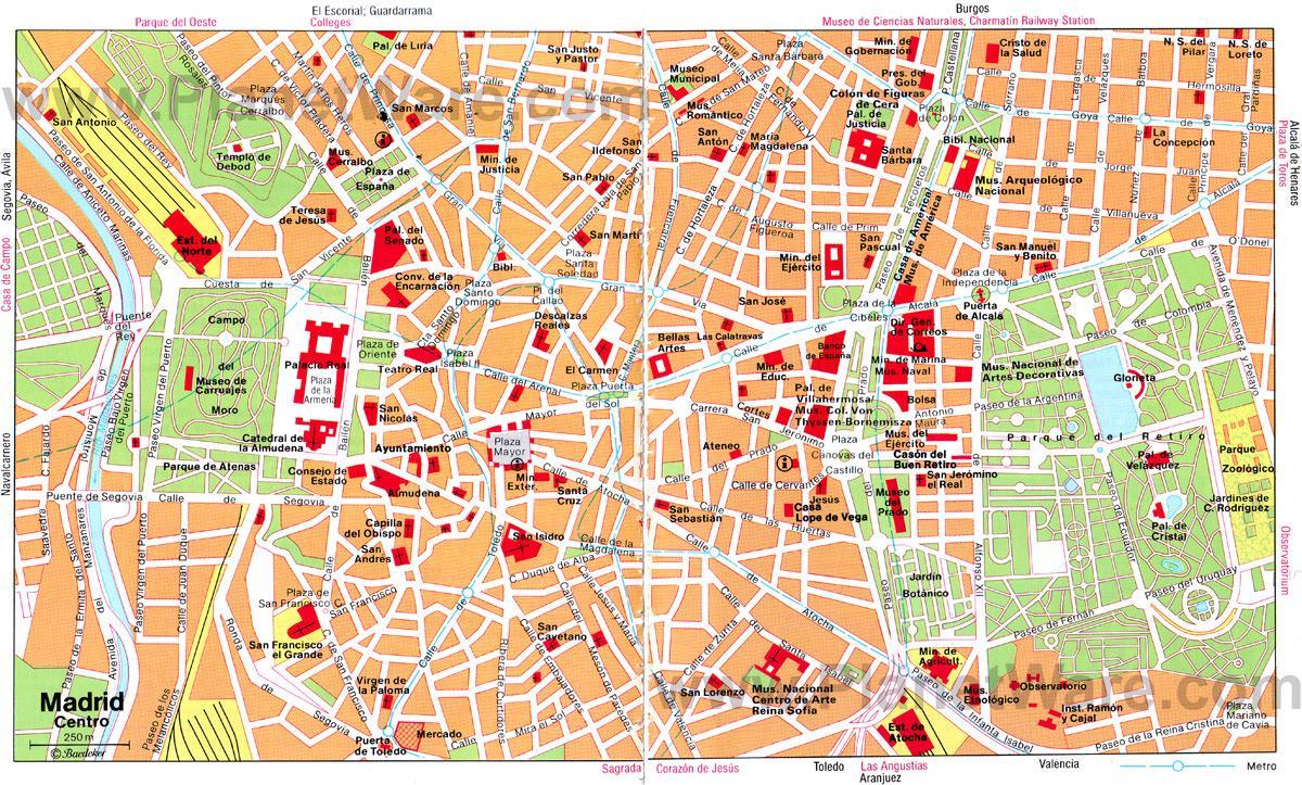 Madrid Španiji centru grada mapu
