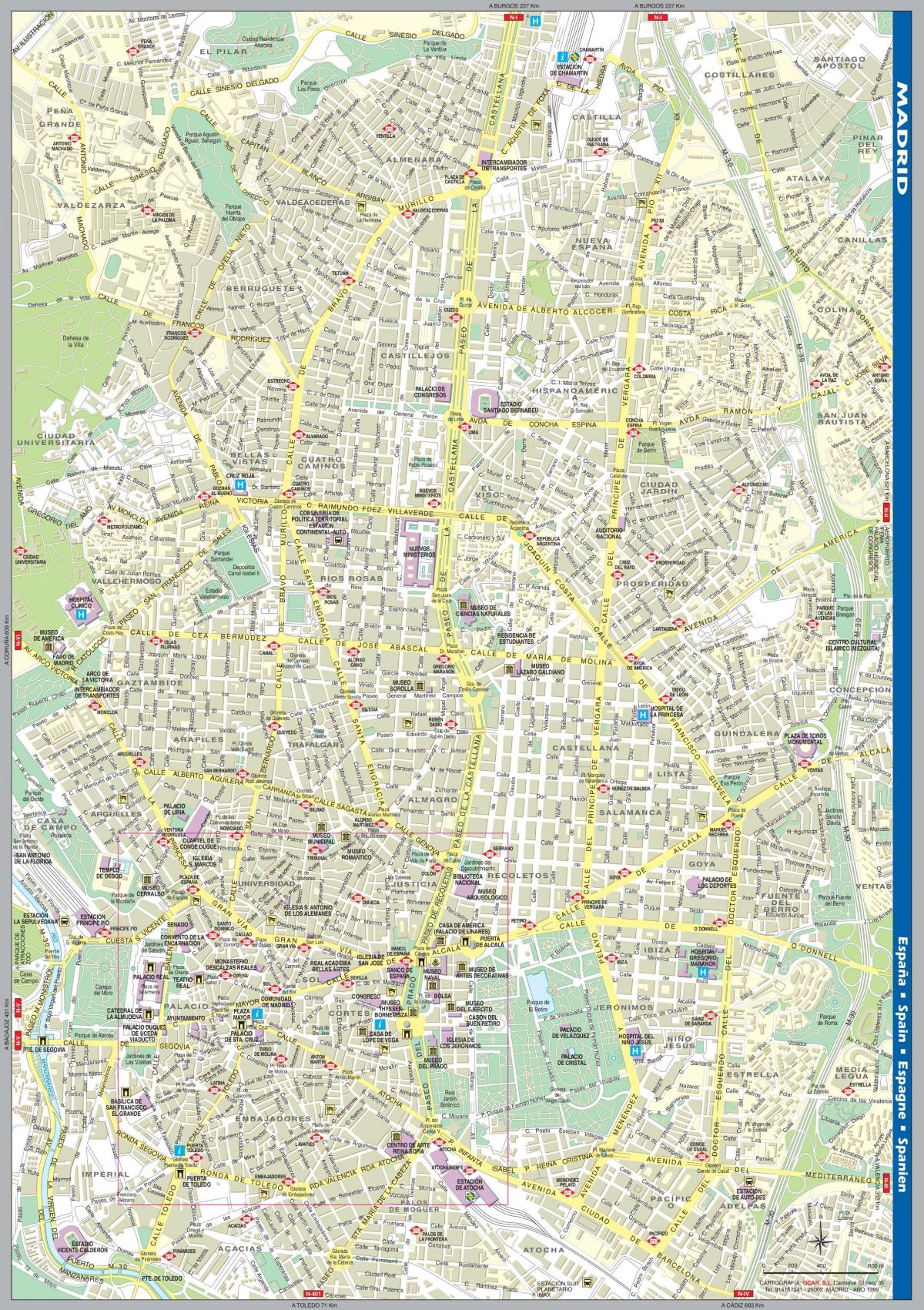 ulična mapa Madridu centar grada