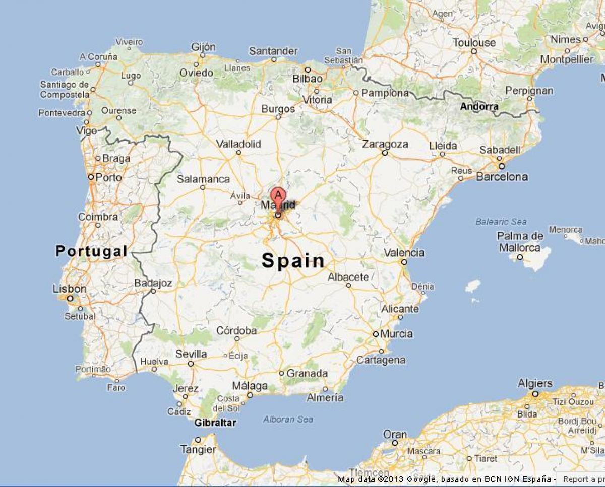 mapa je iz Španije pokazuje Madridu