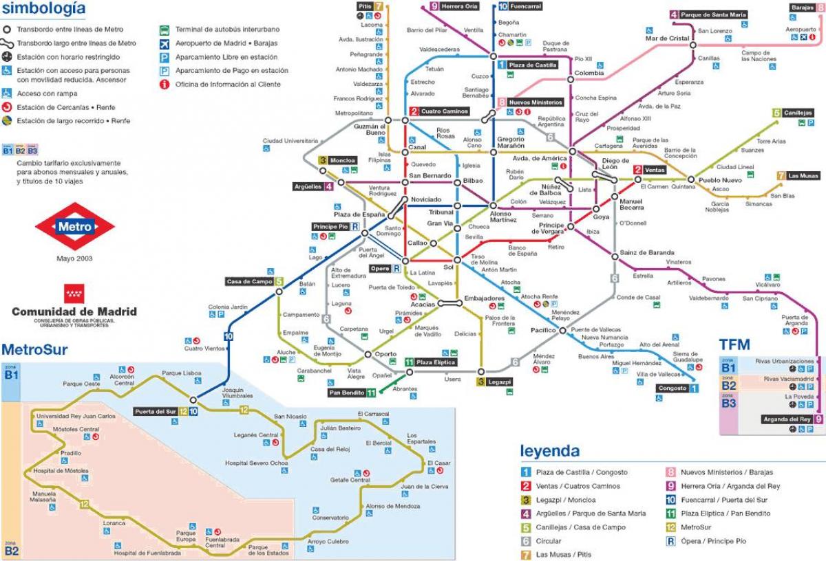 Madrid metro stanicu mapu