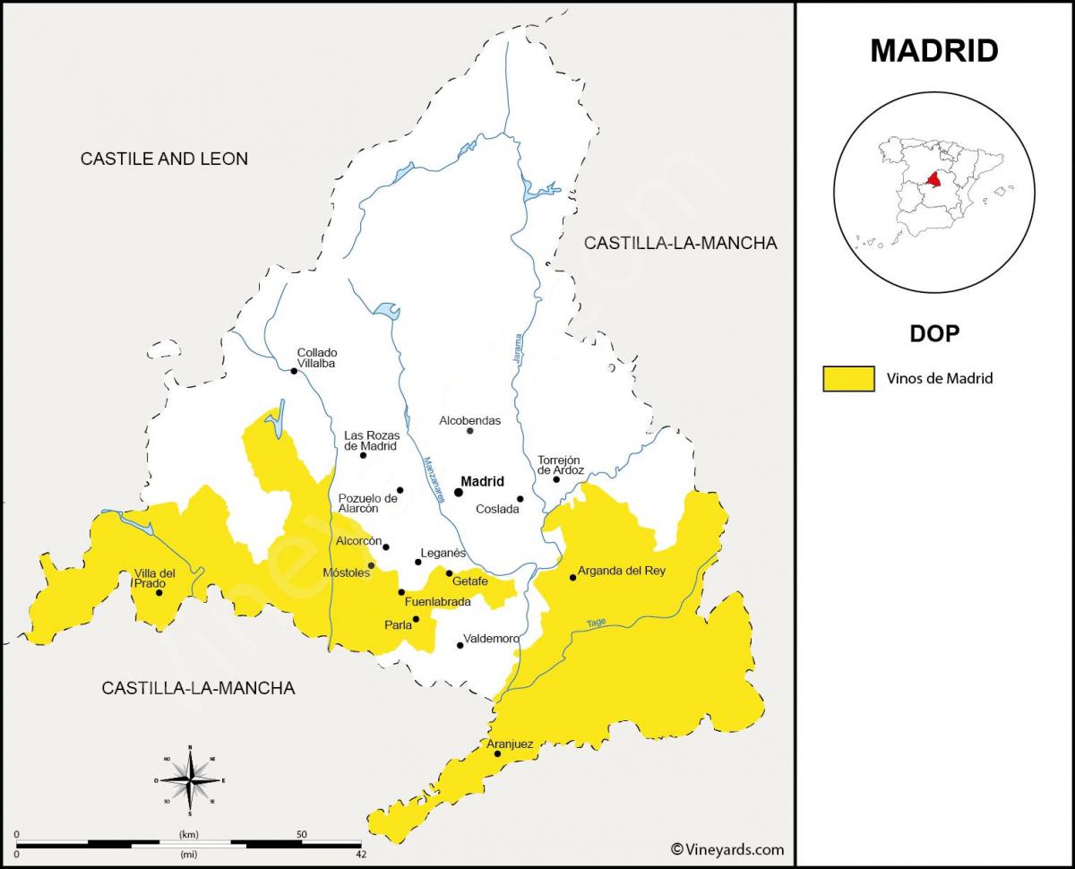 mapa Madridu regionu
