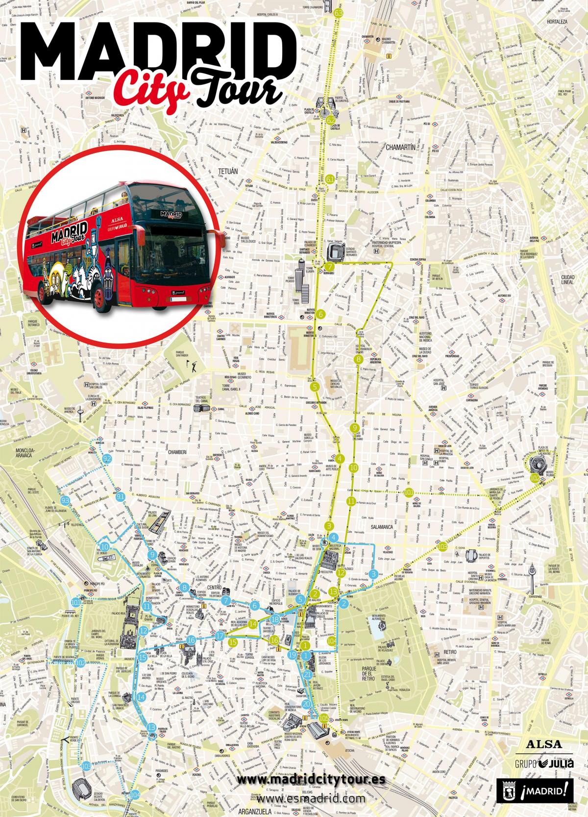 Madrid razgledanje autobus mapu