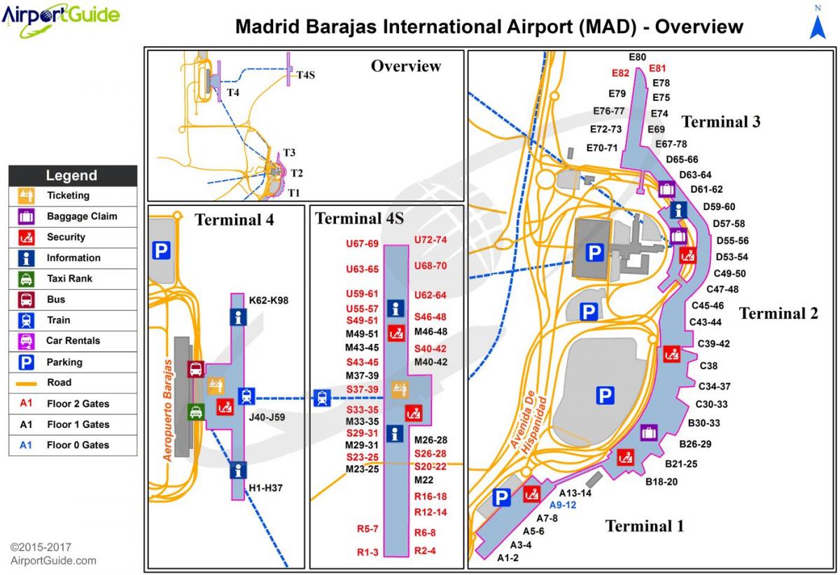 mapa Madridu Španiji aerodrom