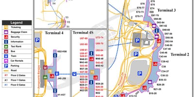 Mapa Madridu Španiji aerodrom